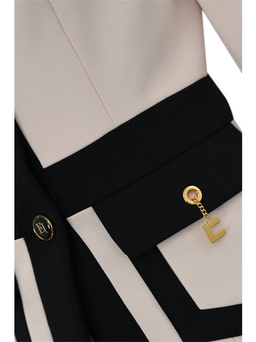 Giacca color-block in doppio crepe Milk/Nero Elisabetta Franchi | GIT0156E2EF1